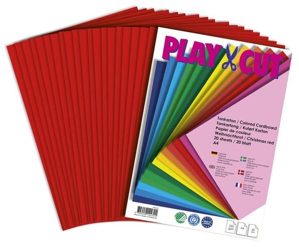 Kit scrapbooking Play-cut - PH22476-20 - , Paket med 20 ark A4 220 g/m² röd julkartong