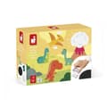 Miniatyrbild 2 av 3: Dinosaur Foam-stämplar - Janod - 15 stämplar och 1 bläckhus - Kreativa hobbyer för barn - Gul