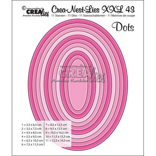 Dies XXL Crealies - Ovals with dots - 11 dies