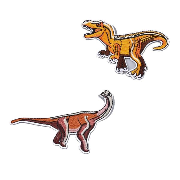 2 stryka sy på tygmärken dinosaurie