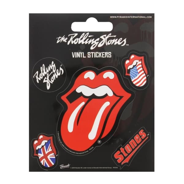 The Rolling Stones Vinyl Lips Stickers (Pack of 5) Red/Blue/Black One Size