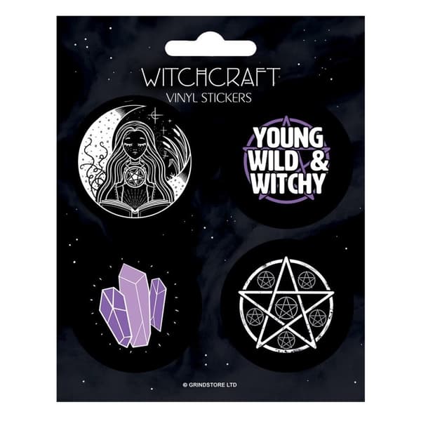 Grindstore Witchcraft Vinyl Stickers (Pack of 4) Black/White/Purple One Size
