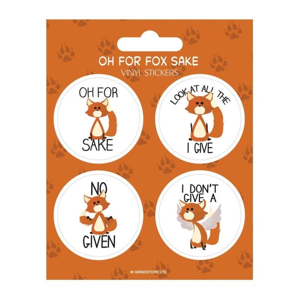 Grindstore Oh For Fox Sake vinyl klistermærker (pakke med 4) White/Orange/Black One Size