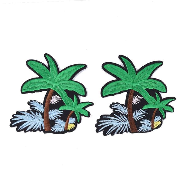 2 stryka sy på tygmärken palm grön träd