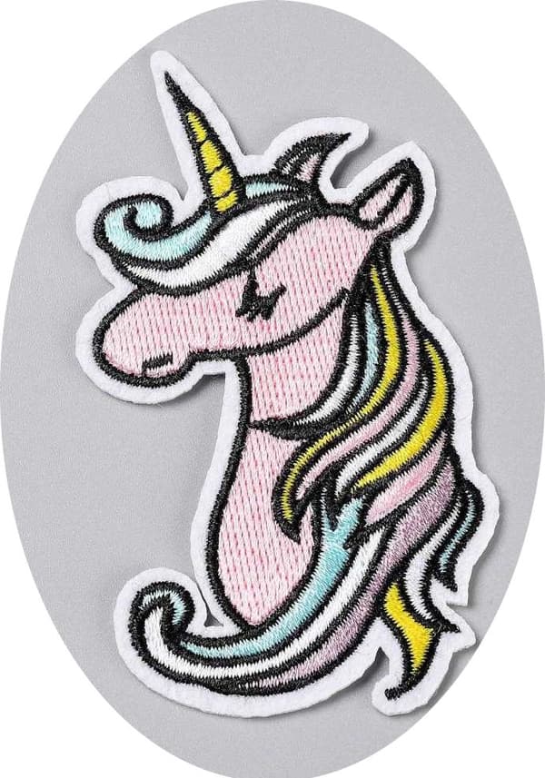 2 tygmärken unicorn sy på stryka på
