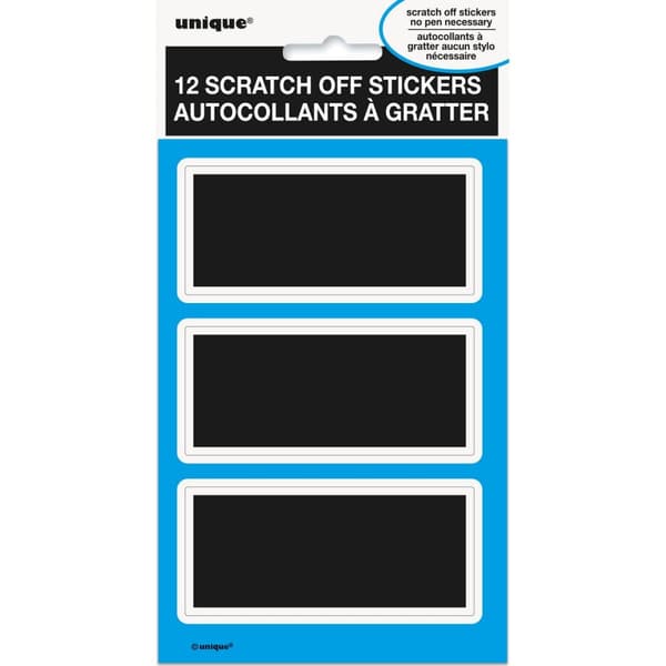Unique Party Scratch Off Stickers (Pack of 12) Black One Size