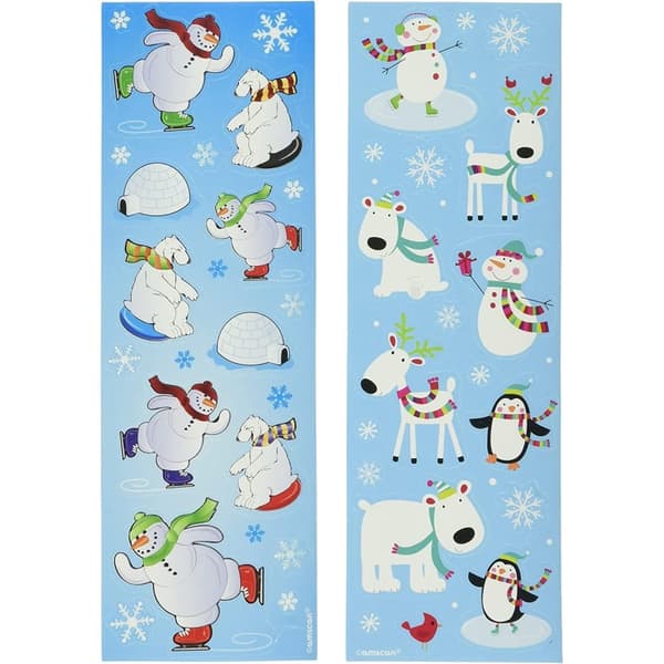 Amscan Joyful Snowman Christmas Sticker Sheet (Pack of 12) White/Red/Blue One Size