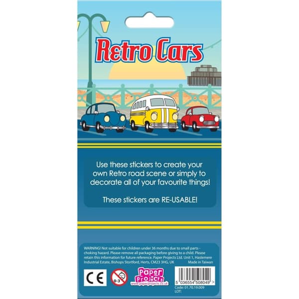 Paper Projects Reusable Resin Retro Cars Stickers