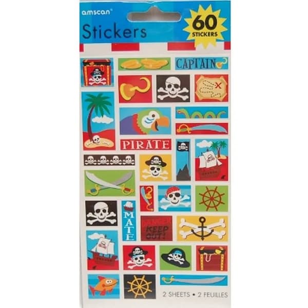 Amscan Pirate Treasure Stickers (Pack of 60) Multicoloured One Size