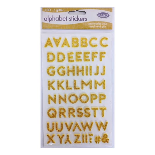 County Stationery Alfabetklistermærkeark (pakke med 12) Gold One Size
