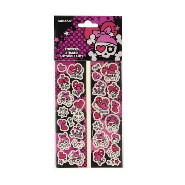 Amscan Pirate Stickers Set Pink/White One Size