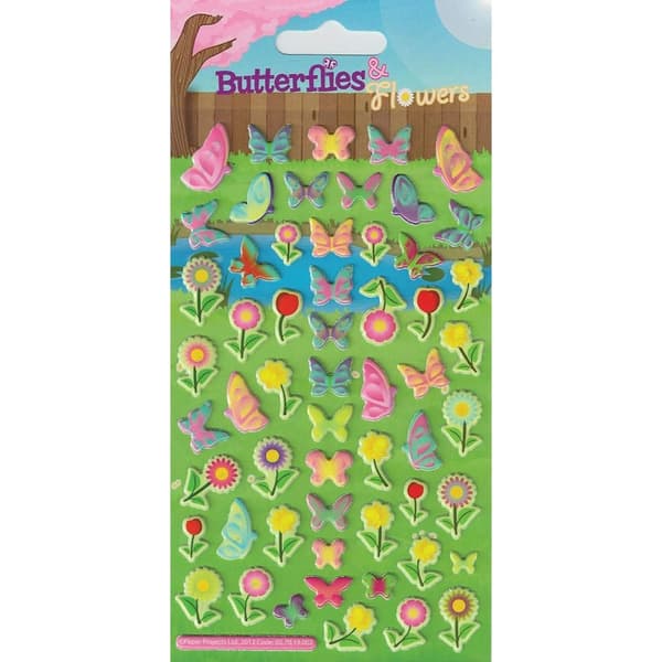 Paper Projects Chunky Reusable Flowers And Butterflies Stickers Multicoloured One Size