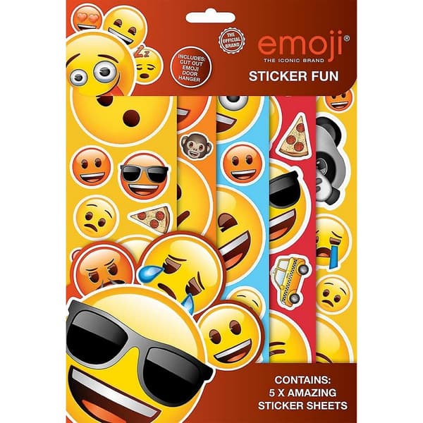 Emoji Sticker Sheet (Pack of 5) Yellow/Brown One Size