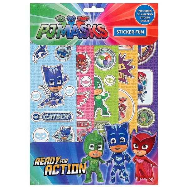 PJ Masks Fun Characters Sticker Sheet (Pack of 5) Multicoloured One Size