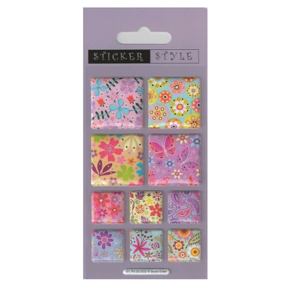 Fluffy Flower Square Stickers Multicoloured One Size