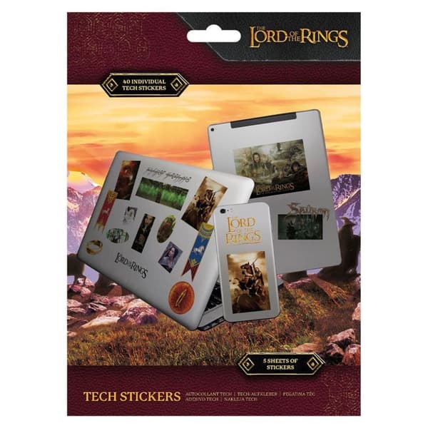 The Lord Of The Rings Heroes And Legends Assorted Designs Tech Stickers (Pack of 5) Multicoloured One Size