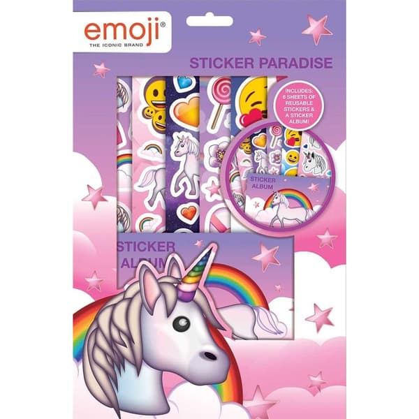 Emoji Paradise Unicorn Stickers Pink/Purple One Size