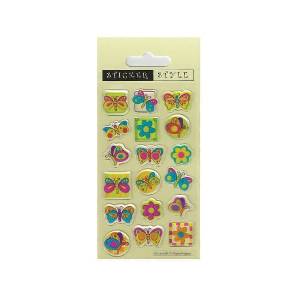 Reusable Butterflies Puffy Stickers (Pack of 18) Multicoloured One Size