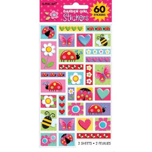 Amscan Garden Sticker Sheet (Pack of 60) Multicoloured One Size