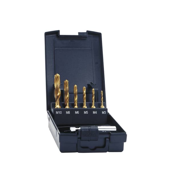 Exact 05930 Kombi Gängtappborr 7 delar metrisk M3, M4, M5, M6, M8, M10 Högerskärning HSS 1 set