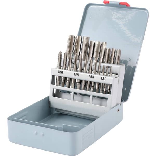 TOOLCRAFT TO-6800787 Gängskärningssats 21 delar M3, M4, M5, M6, M8, M10, M12 DIN 352 HSS 1 st