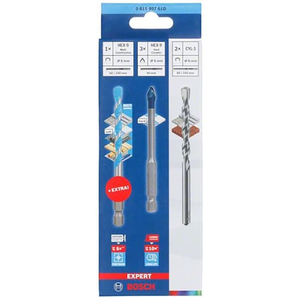 Bosch Professional Keramisk Boresæt Hex-9 Hardceramic + Cyl-3 5 Enheder Transparent