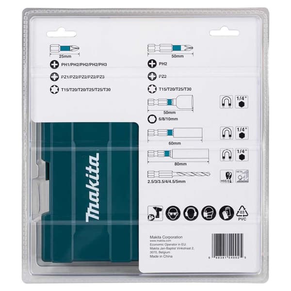 Makita Metalboresæt B-66896 33 Enheder Blå,Sort
