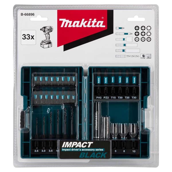 Makita Metalboresæt B-66896 33 Enheder Blå,Sort
