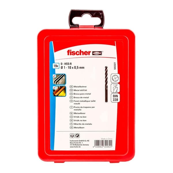Fischer Group Metallborr Hss-r Din338 1-10 543327 19 Enheter Durchsichtig,Silver