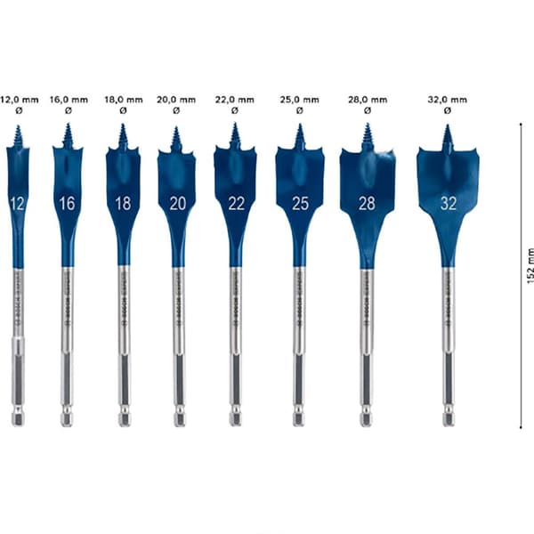 Bosch Professional Træfræserbit Expert Self Cut Speed 12/16/18/20/22/25/28/32 Mm 8 Enheder Søvfarvet