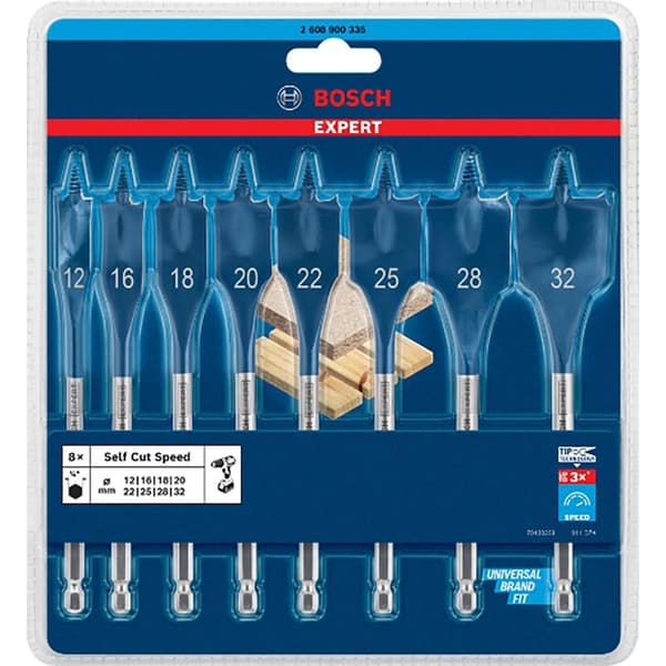 Bosch Professional Træfræserbit Expert Self Cut Speed 12/16/18/20/22/25/28/32 Mm 8 Enheder Søvfarvet