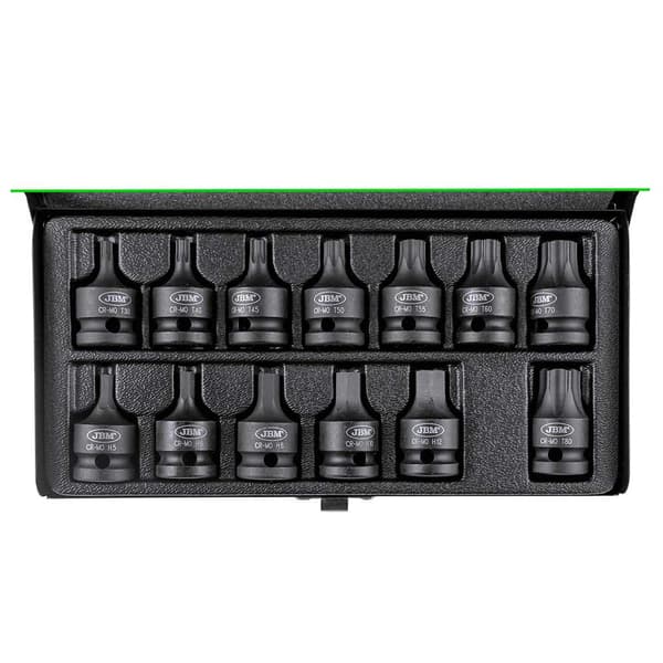 Jbm 1/2´´ Set Med Sexkantiga Och Torx-slagskruvmejselbits 13 Enheter