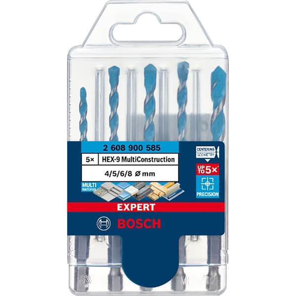 Bosch Professional Multifunktions Boresæt Expert Hex-9 Multiconstruction 4/5/6/8 Mm 5 Enheder Søvfarvet