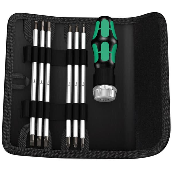 Wera Kraftform Kompakt Vario RA Utbytbara blad set 7 delar Spår, Stjärnspår Phillips, Stjärnspår Pozidriv, Inner-TORX,