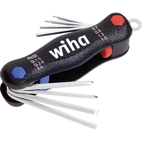 Wiha Spår, Stjärnspår Phillips, Inner-sexkantig Vinkelskruvmejselset 0.7 mm, 0.9 mm, 1.3 mm, 1.5 mm, 2 mm PH 00 8 delar