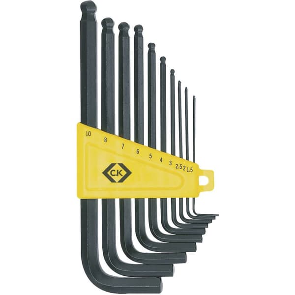C.K Inner-sexkantig Vinkelskruvmejselset 1.5 mm, 2 mm, 2.5 mm, 3 mm, 4 mm, 5 mm, 6 mm, 7 mm, 8 mm, 10 mm 10 delar