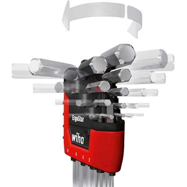 Wiha Inner-sexkantig Vinkelskruvmejselset 1.5 mm, 2 mm, 2.5 mm, 3 mm, 4 mm, 5 mm, 6 mm, 8 mm, 10 mm 9 delar