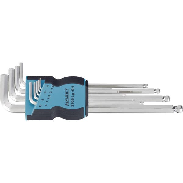 Hazet 2105LG/9H Inner-sexkantig Vinkelskruvmejselset 1.5 mm, 2 mm, 2.5 mm, 3 mm, 4 mm, 5 mm, 6 mm, 8 mm, 10 mm 9 delar
