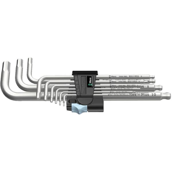 Wera 3950 PKL/9 Inner-sexkantig Vinkelskruvmejselset 1.5 mm, 2 mm, 2.5 mm, 3 mm, 4 mm, 5 mm, 6 mm, 8 mm, 10 mm 9 delar