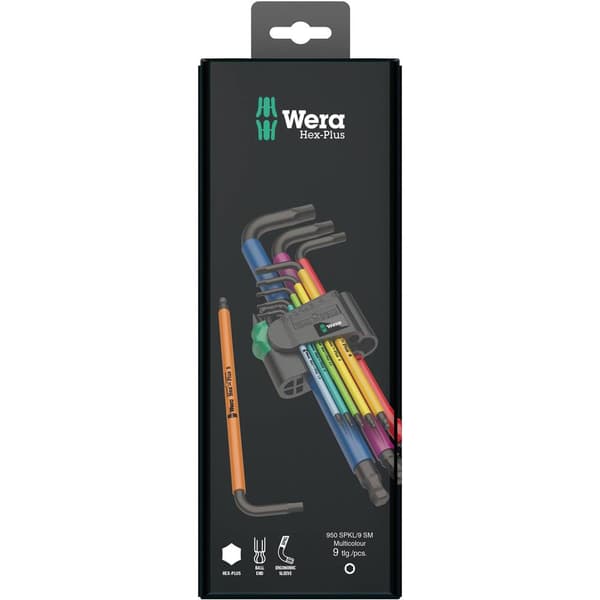 Wera 950 SPKL/9 SM N Inner-sexkantig Vinkelskruvmejselset 1.5 mm, 2 mm, 2.5 mm, 3 mm, 4 mm, 5 mm, 6 mm, 8 mm, 10 mm 9 d