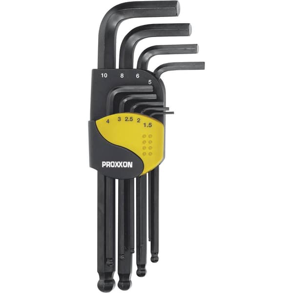 Proxxon Micromot Inner-sexkantig Vinkelskruvmejselset 1.5 mm, 2 mm, 2.5 mm, 3 mm, 4 mm, 5 mm, 6 mm, 8 mm, 10 mm 9 delar