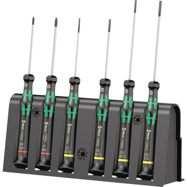 Wera 2035/6 A Skruvmejsel set Elektronik och finmekanik 6 delar Spår, Stjärnspår Phillips