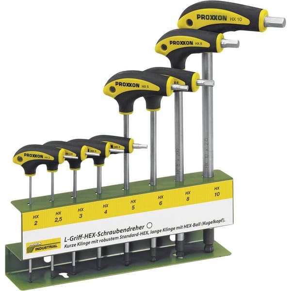 Proxxon Industrial HEX L-handtag Skruvmejsel set Verkstad 8 delar Inner-sexkantig