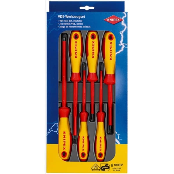 Knipex Skruvmejsel set VDE 6 delar Spår, Stjärnspår Phillips