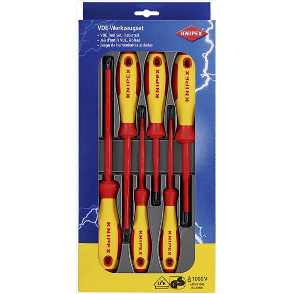Knipex Skruvmejsel set VDE 6 delar Spår, Stjärnspår Phillips