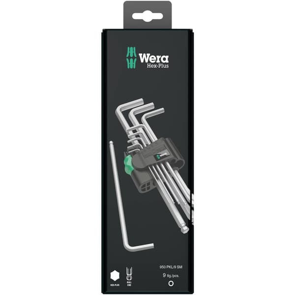 Wera 950 PKL/9 SM N SB Inner-sexkantig Vinkelskruvmejselset 1.5 mm, 2 mm, 2.5 mm, 3 mm, 4 mm, 5 mm, 6 mm, 8 mm, 10 mm 9