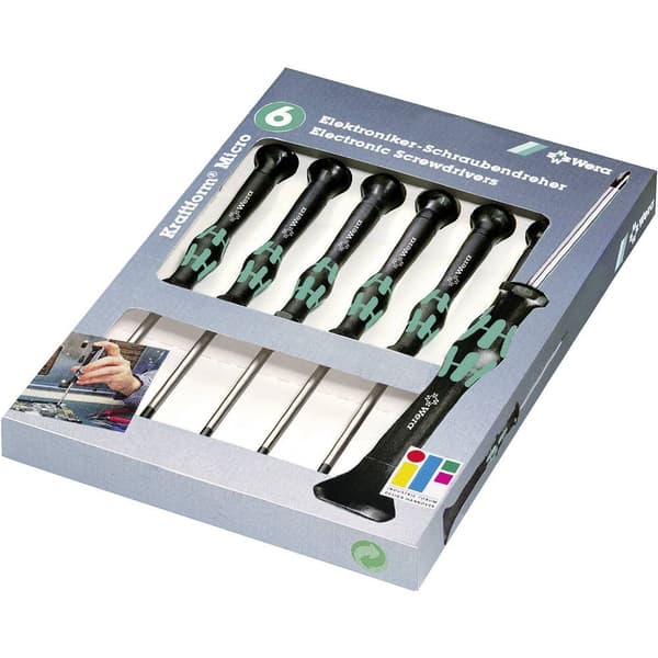 Wera 2052/6 Skruvmejsel set Elektronik och finmekanik 6 delar Inner-sexkantig
