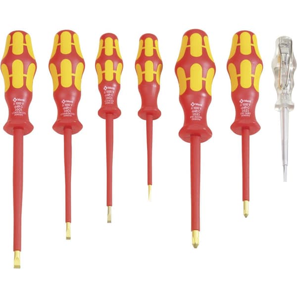 Wera 160 i/7 Rack Skruvmejsel set VDE 7 delar Spår, Stjärnspår Phillips