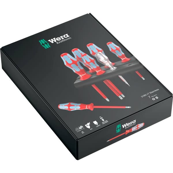Wera 3160 i/7 Rack Skruvmejsel set VDE 7 delar Spår, Stjärnspår Phillips