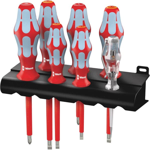 Wera 3160 i/7 Rack Skruvmejsel set VDE 7 delar Spår, Stjärnspår Phillips
